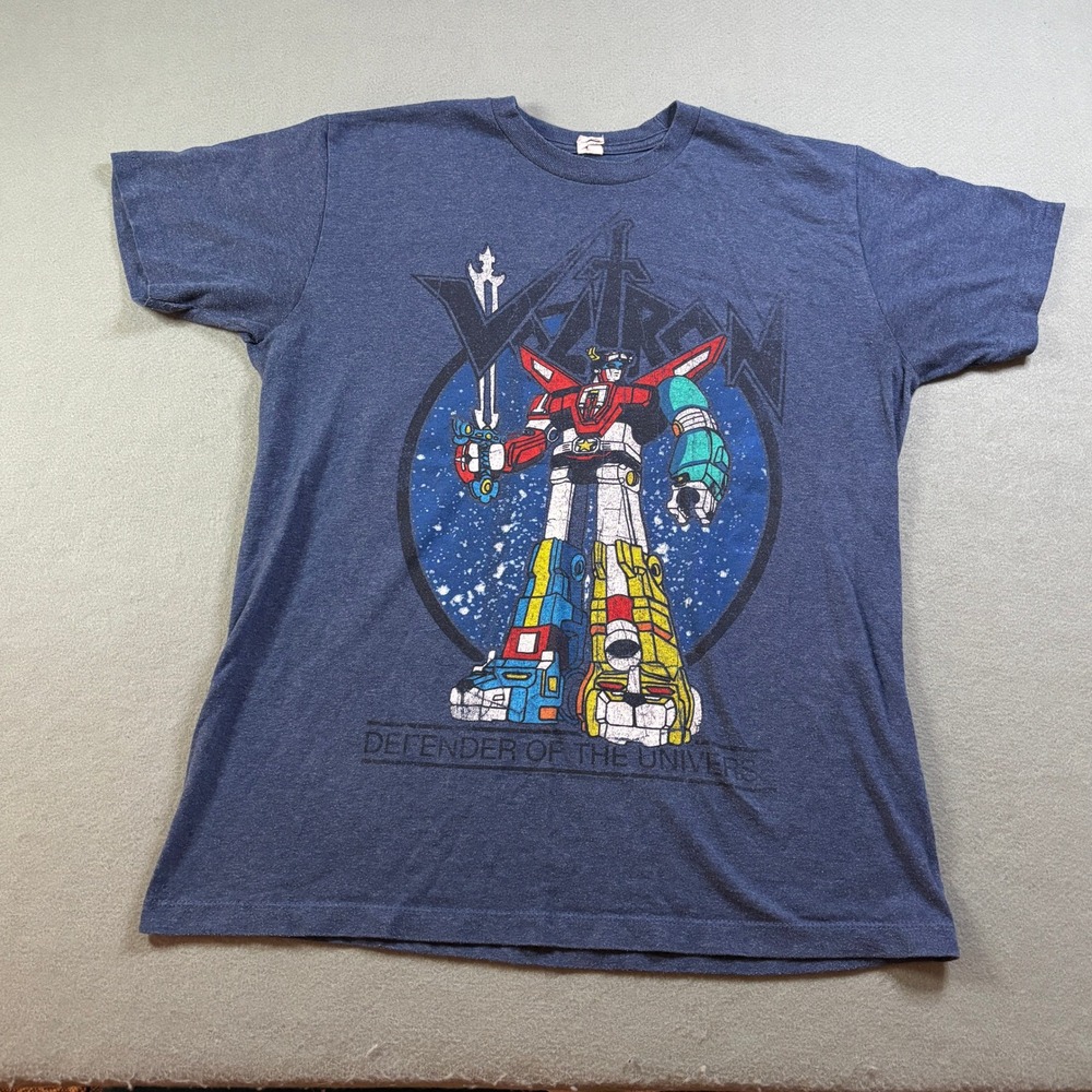 Voltron Defender of the Universe Graphic T-Shirt Mens M Blue Short Sleeve Retro